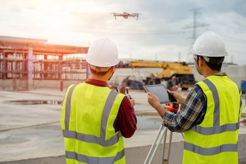 Flycam tích hợp AI được sử dụng tại công trường