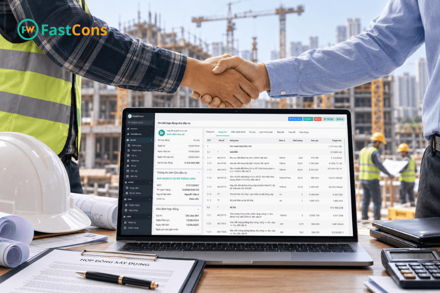 Quản lý hợp đồng nhân công xây dựng trên phần mềm FastCons