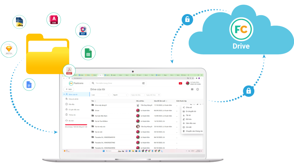 Quản lý hồ sơ dự án thông minh trên FastCons Drive
