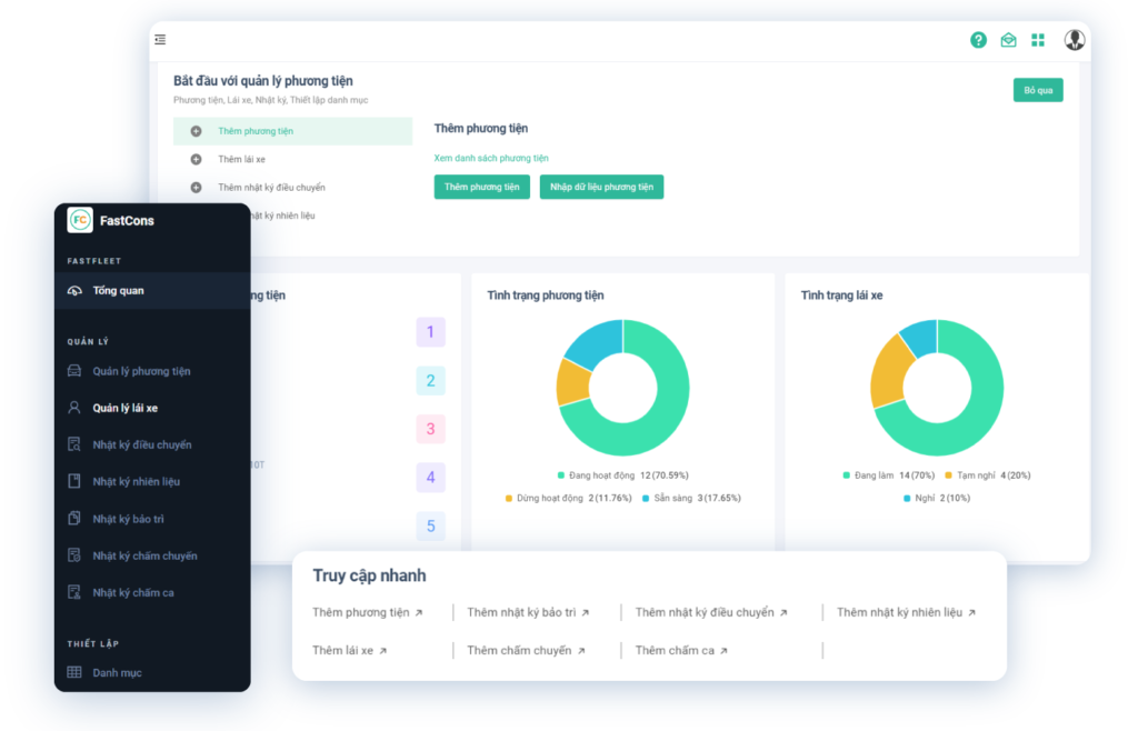 Số hóa quản lý phương tiện, máy thi công trên FastCons
