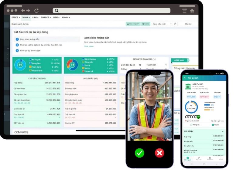 Demo chấm công công trình và quản lý dự án Cơ Điện trên phần mềm FastCons