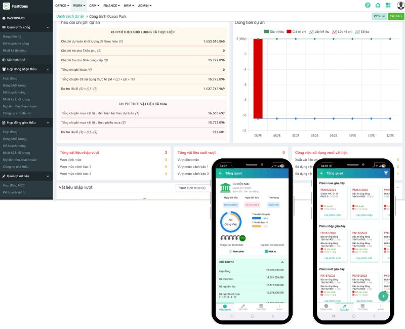 trải ngiệm dùng thử quản lý vật liệu dự án cơ điện trên phần mềm fastcons