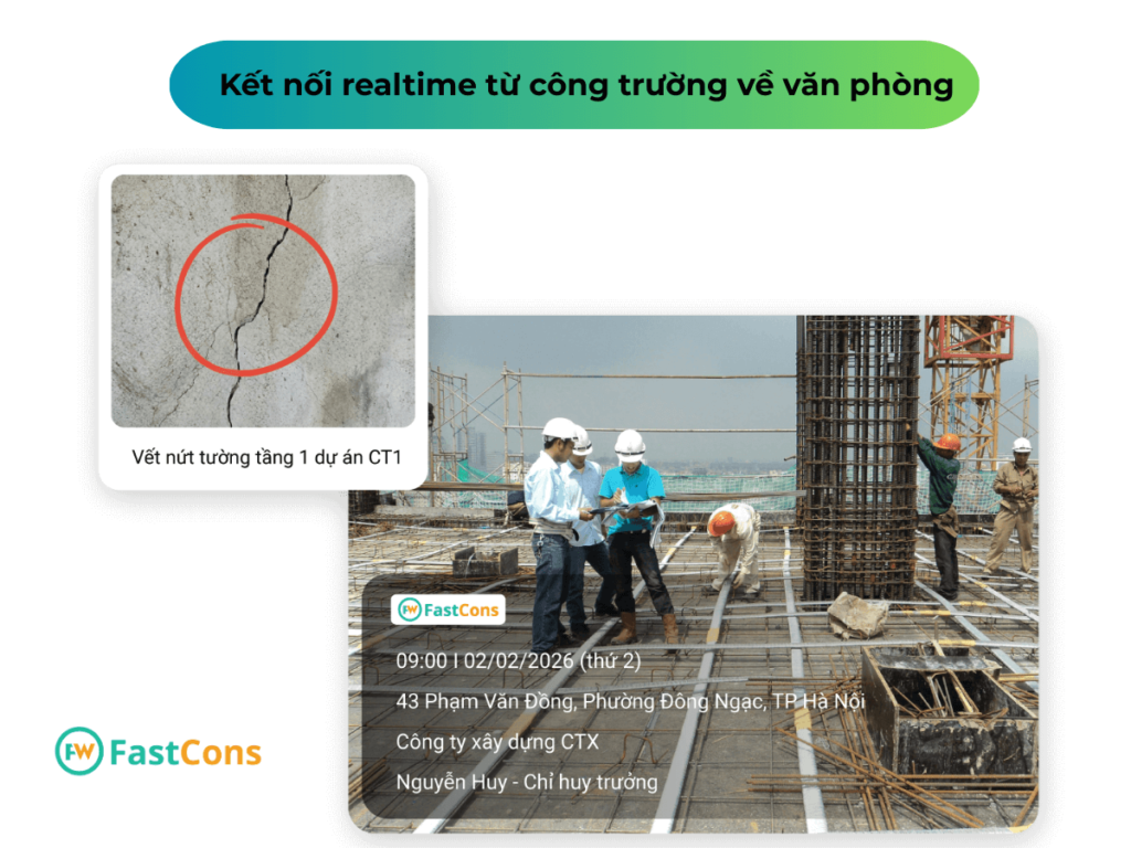 Thông tin được thể hiện rõ ràng, rành mạch từ công trường gửi về Văn phòng