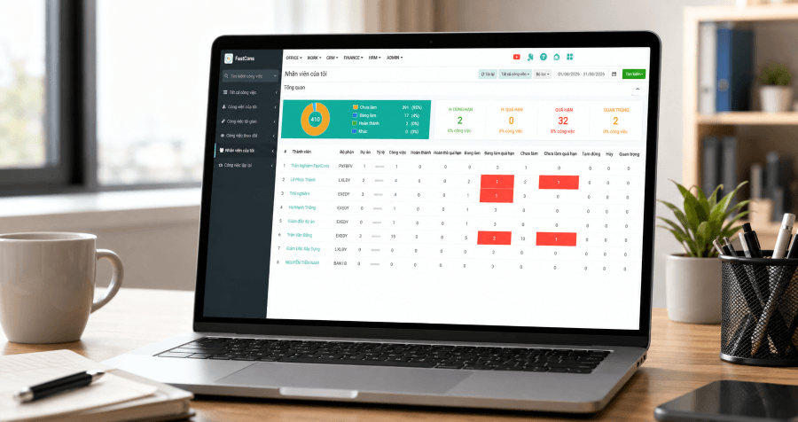 Quản lý công việc các phòng ban ngay trên phần mềm FastCons