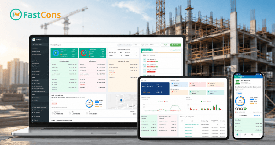 Giao diện phần mềm quản lý dự án xây dựng FastCons