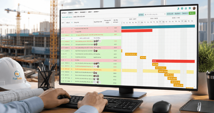 Quản lý tiến độ trên phần mềm FastCons