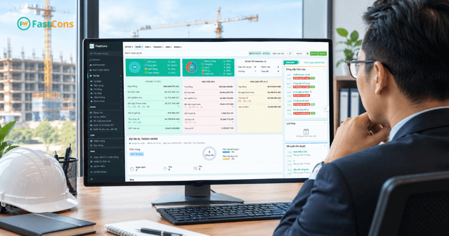 Ban lãnh đạo theo dõi chi tiết dự án trên phần mềm FastCons