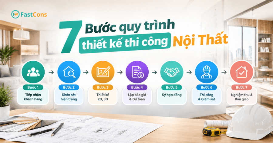 7 bước quy trình thiết kế thi công nội thất